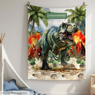 Unieke T-Rex Deken Gepersonaliseerde Naam Jongens