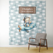 Unieke tedbeer piloot babyshower decoratie wandkleed (In situ)