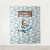 Unieke tedbeer piloot babyshower decoratie wandkleed (Voorkant)