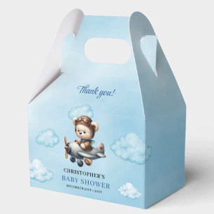 Unieke teddybeer-aviator blauwe bruine jongens dou bedankdoosjes