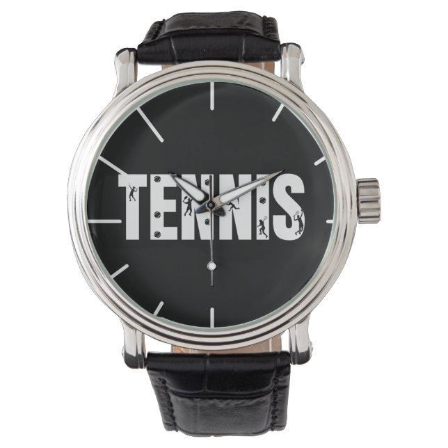 Unieke Tennis Typografie Cool Text Boys Girl Coach Horloge (Voorkant)