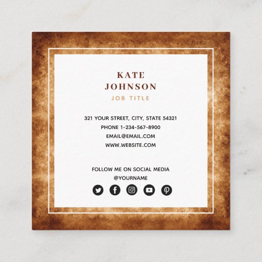 Unieke Terracotta Abstracte QR Code Sociale Media Vierkante Visitekaartje (Achterkant)