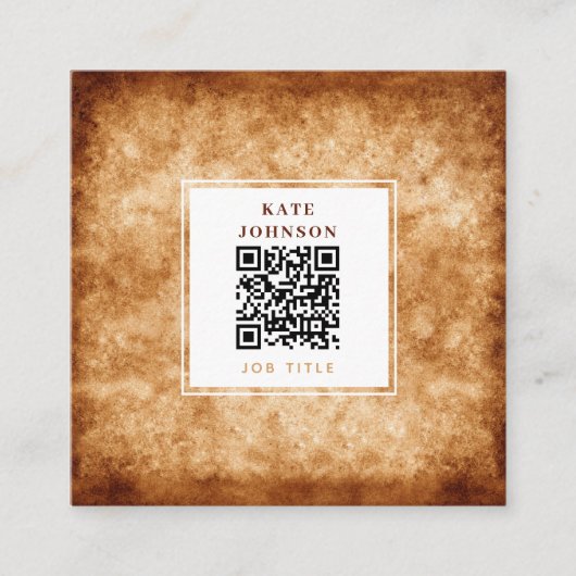 Unieke Terracotta Abstracte QR Code Sociale Media Vierkante Visitekaartje (Voorkant)