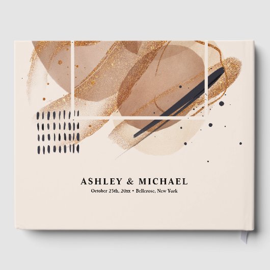 Unieke Terracotta bruin koper glitter bruiloft Gastenboek (Achterkant)