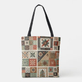 Unieke Terracotta Quilt & Patchwork Rustieke Retro Tote Bag (Achterkant)