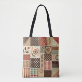 Unieke Terracotta Quilt & Patchwork Rustieke Retro Tote Bag (Voorkant)