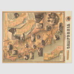  Unieke teruggezette Californische kaart, ontkoppe Tissuepapier