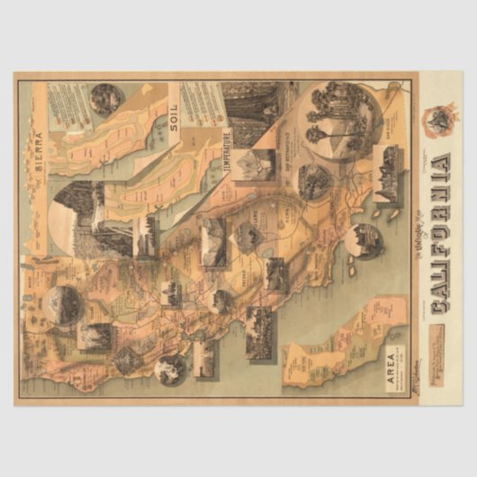  Unieke teruggezette Californische kaart, ontkoppe Tissuepapier (Voorkant)