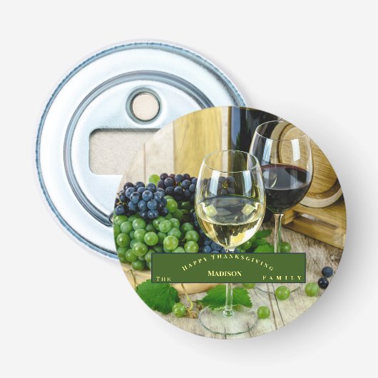 Unieke Thanksgiving personaliseren Button Flesopener (Voorkant)