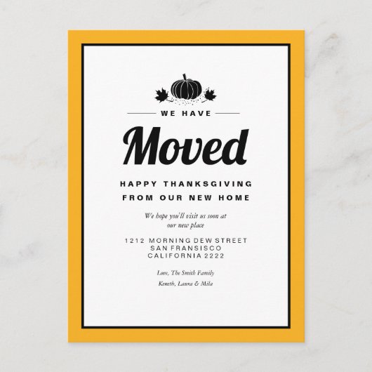 Unieke Thanksgiving Vakantie Bewegende Aankondigin Briefkaart (Voorkant)