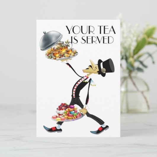 Unieke theetuin uitnodiging (Staand voorkant)