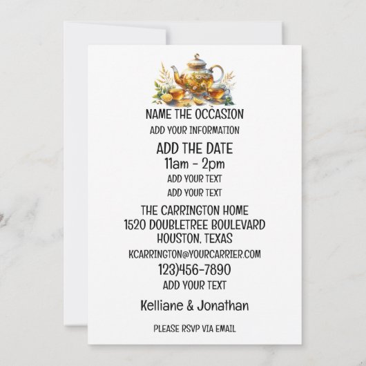 Unieke theetuin uitnodiging (Achterkant)