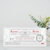 Unieke Ticket Punch Card Tea Length Uitnodiging (Staand voorkant)