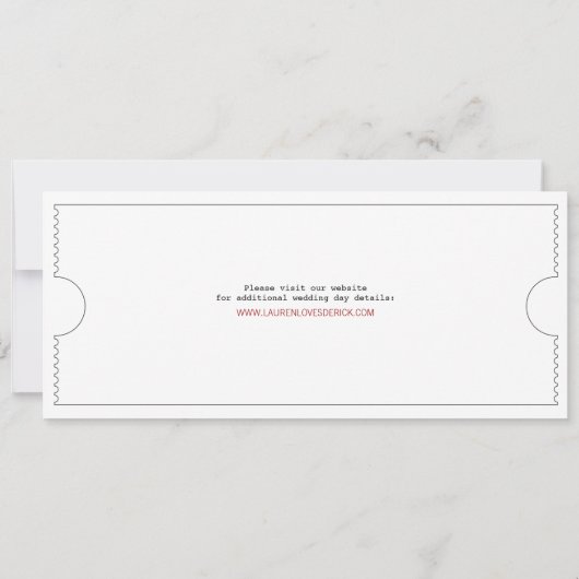 Unieke Ticket Punch Card Tea Length Uitnodiging (Achterkant)