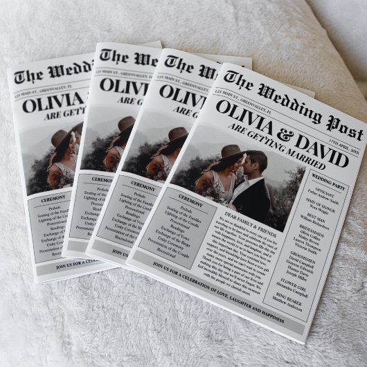 Unieke tijdlijn van het huwelijksprogramma van de 