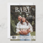 Unieke tijdschrift stijl foto zwangerschap aankond kaart (Voorkant)
