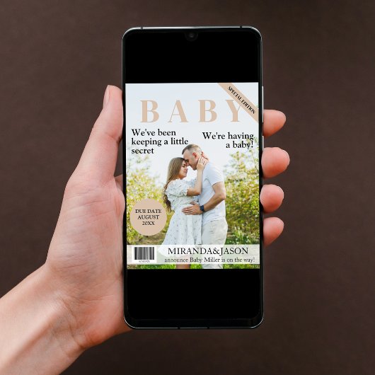 Unieke tijdschrift stijl foto zwangerschap aankond kaart