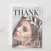 Unieke tijdschrift stijl redactionele foto bruilof bedankkaart (Voorkant)
