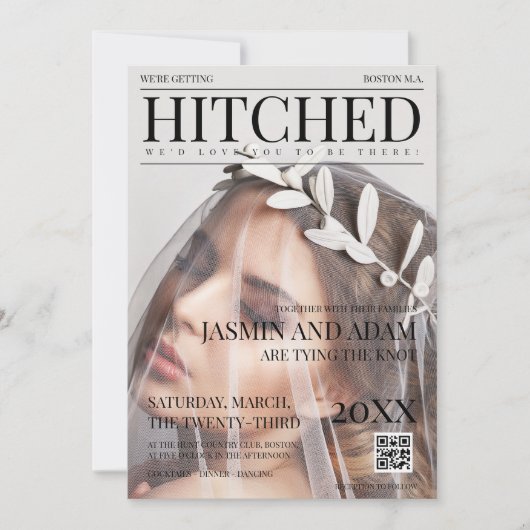 Unieke tijdschrift stijl redactionele foto bruilof kaart (Voorkant)