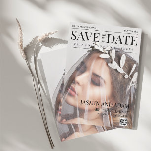Unieke tijdschrift stijl redactionele foto bruilof save the date