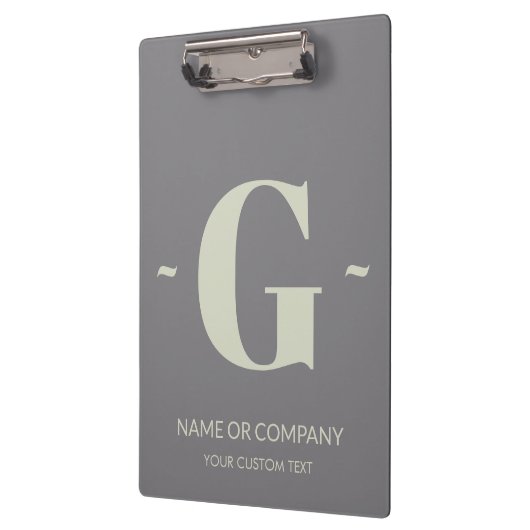 Unieke Titanium Grey Ecru Trendy Sjabloon Monogram Klembord (Links)