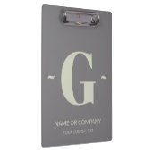 Unieke Titanium Grey Ecru Trendy Sjabloon Monogram Klembord (Rechts)