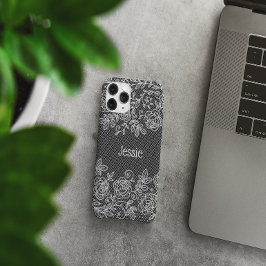 Unieke Transparante Faux Bloemen Kant Gepersonalis Case-Mate iPhone Case