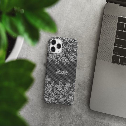 Unieke Transparante Faux Bloemen Kant Gepersonalis Case-Mate iPhone Case
