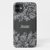 Unieke Transparante Faux Bloemen Kant Gepersonalis Case-Mate iPhone Case (Achterkant)