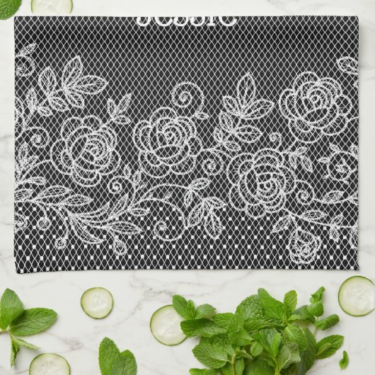 Unieke Transparante Faux Bloemen Kant Gepersonalis Theedoek (Gevouwen)