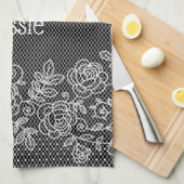 Unieke Transparante Faux Bloemen Kant Gepersonalis Theedoek (Quarter Fold)