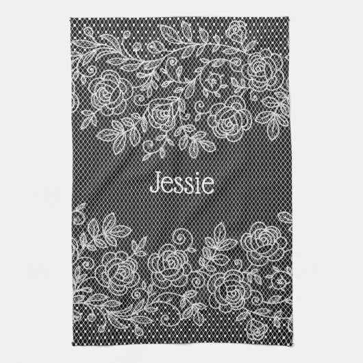 Unieke Transparante Faux Bloemen Kant Gepersonalis Theedoek (Verticaal)