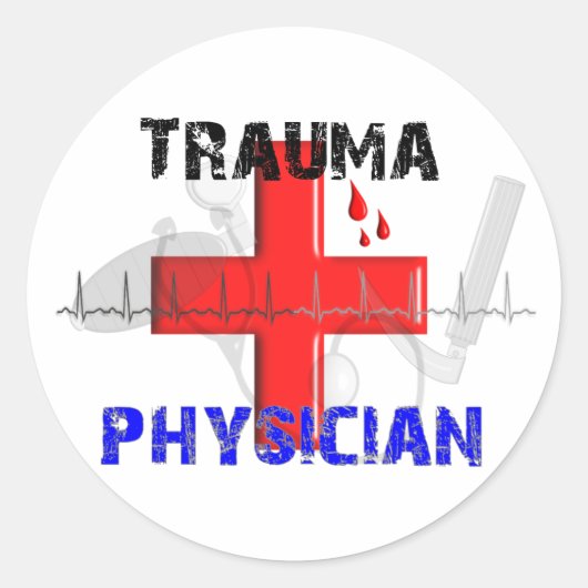 Unieke trauma-arts T-shirts en cadeautjes Ronde Sticker (Voorkant)