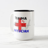 Unieke trauma-arts T-shirts en cadeautjes Tweekleurige Koffiemok (Voorkant links)