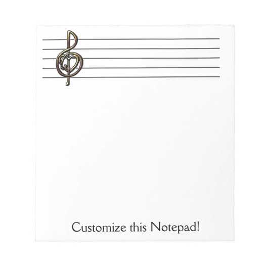 Unieke Treble Clef Music-Personaliseerbare Notitieblok (Voorkant)