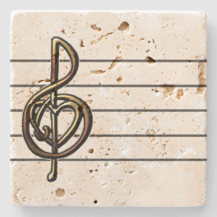 Unieke Treble Clef Music-Personaliseerbare Stenen Onderzetter