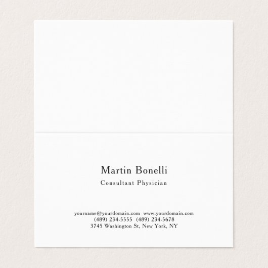 Unieke Trend Minimalist Consultant Artsenlinnen Visitekaartje (Buitenkant ongevouwen)