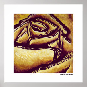 Unieke Trendy Abstract Art Yellow Rose Gold Decor Poster