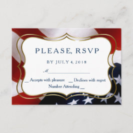 Unieke, trendy Amerikaanse vlag Huwelijks RSVP Kaa Kaartje