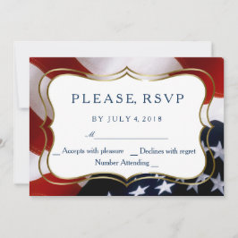 Unieke, trendy Amerikaanse vlag Huwelijks RSVP Kaa Kaartje