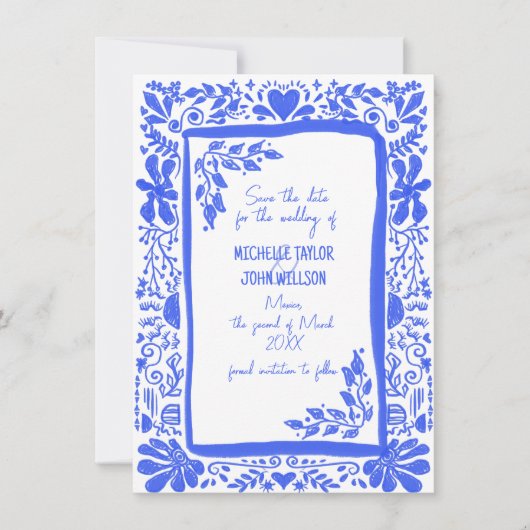 Unieke Trendy Blue Doodle Hand getekend Save the D Kaart (Voorkant)