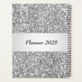 Unieke Trendy Glitter Glam Zilveren Girly Monogram Planner (Achterkant)