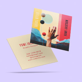 Unieke trendy kleurrijke Abstracte Artistic Bold Vierkante Visitekaartje