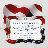 Unieke, trendy USA vlag Wedding Save the Date (Voorkant / Achterkant)