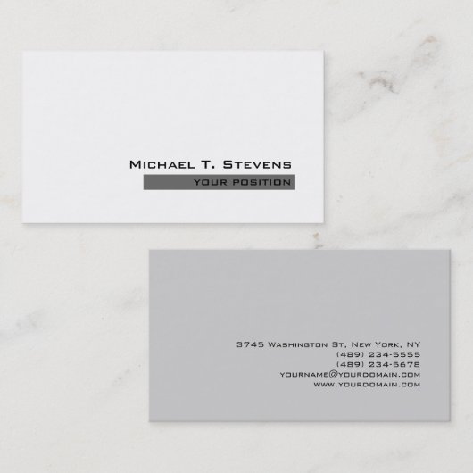 Unieke Trendy Wit Grijs Professioneel Modern Visitekaartje (Voorkant / Achterkant)
