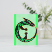 Unieke tribale groene hagedis briefkaart (Staand voorkant)