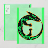 Unieke tribale groene hagedis briefkaart (Voorkant / Achterkant)