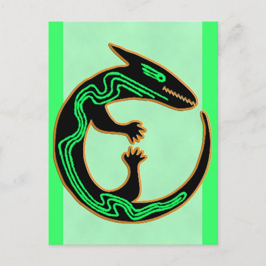 Unieke tribale groene hagedis briefkaart (Voorkant)