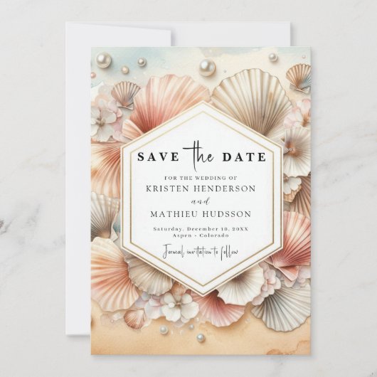 Unieke Tropical Beach bruiloft Save The Date (Voorkant)