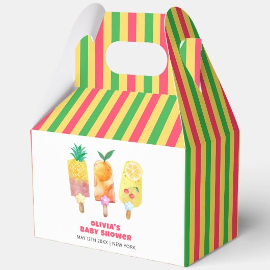 Unieke Tropical Fruit Ice Cream Pop Baby shower Bedankdoosjes (Voorkant)